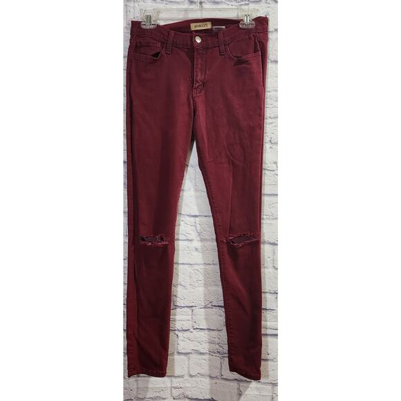 Aphrodite Burgundy High Waisted Skinny Distressed Jeans 9 Lightweight Soft - Picture 1 of 8